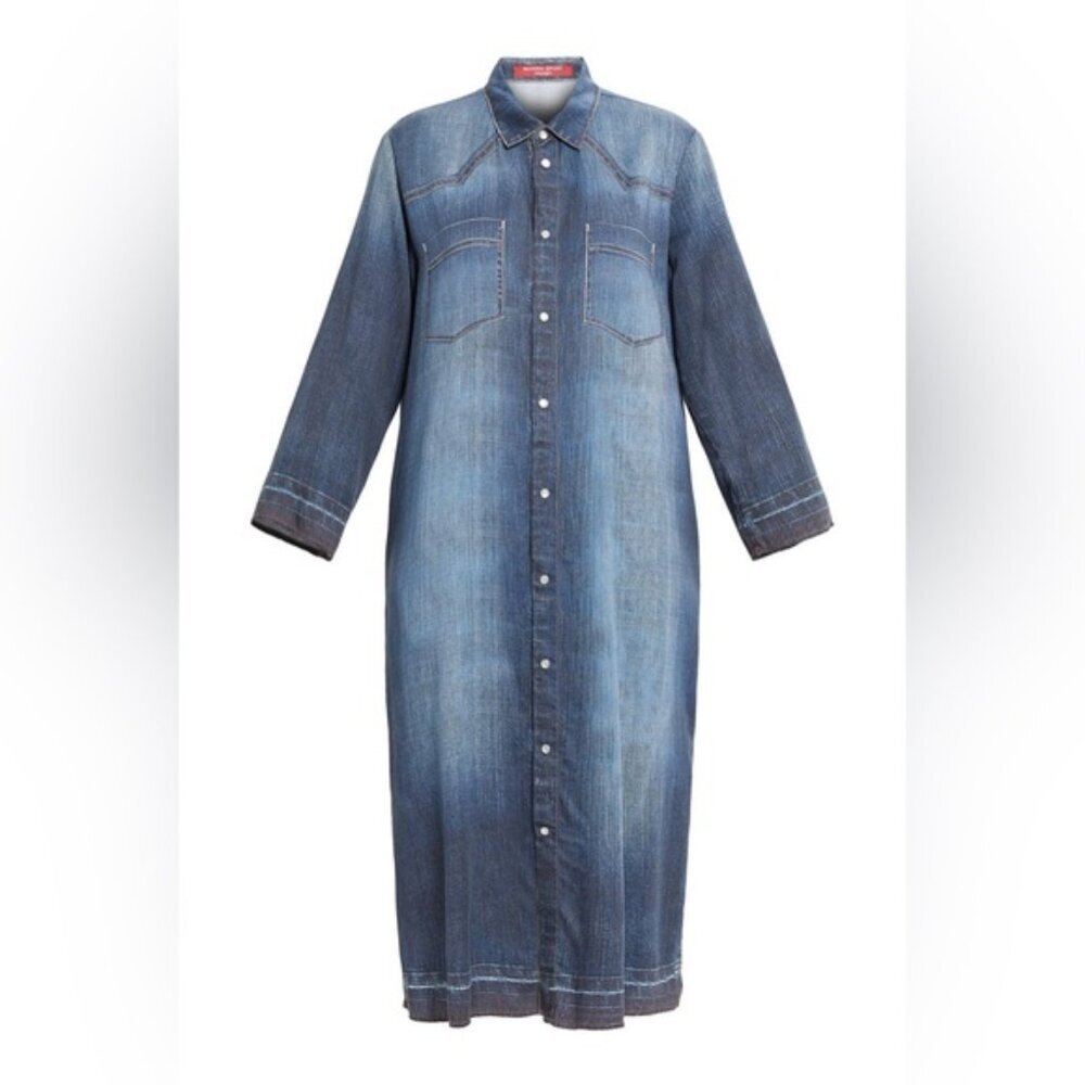 MARINA RINALDI sport denim print dress 10 Euc - Picture 2 of 15